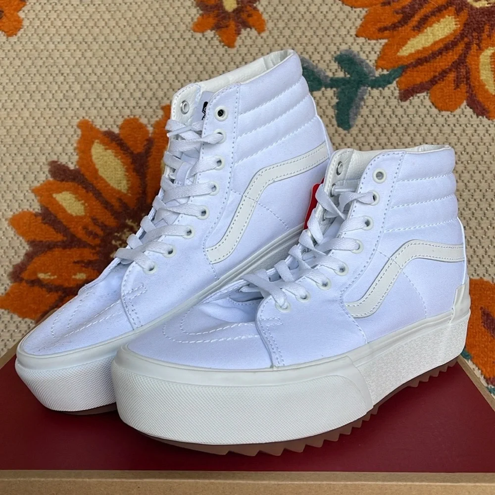 Vans WMNS Sk8-Hi Stacked (Canvas) True White VN0A4BTWL5R Platforms Sneakers NIB